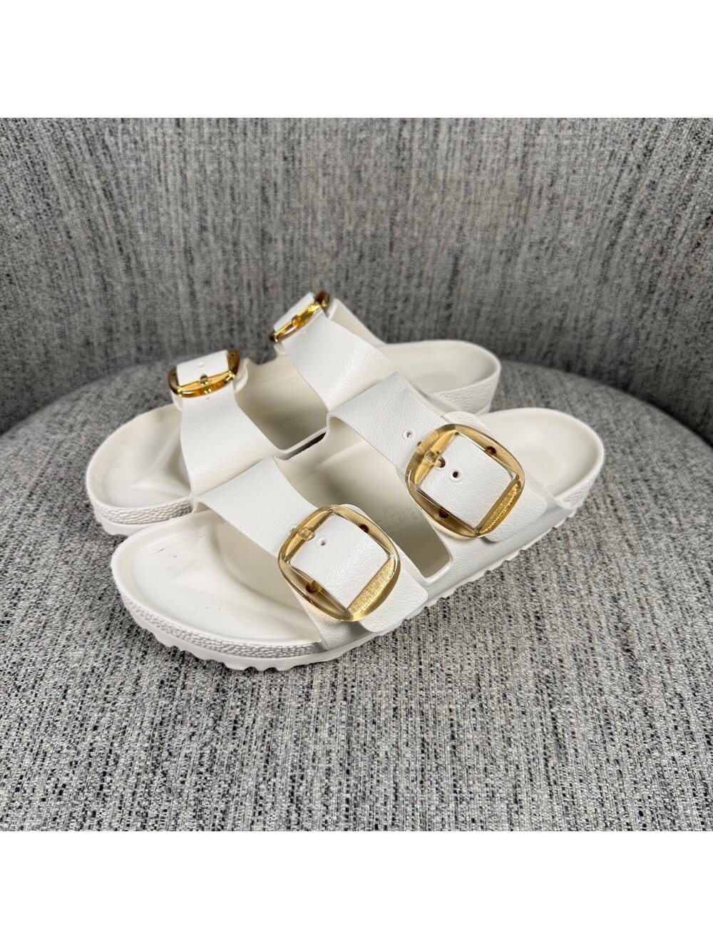 Birkenstock Arizona Big Buckle EVA Eggshell Clear Gold Sandals Womens 39 US 8